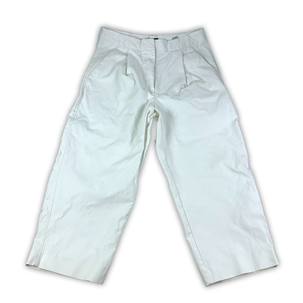Banana Republic BR Barrel Chino Pants Womens 12 Snowy Day Cream White Tailored